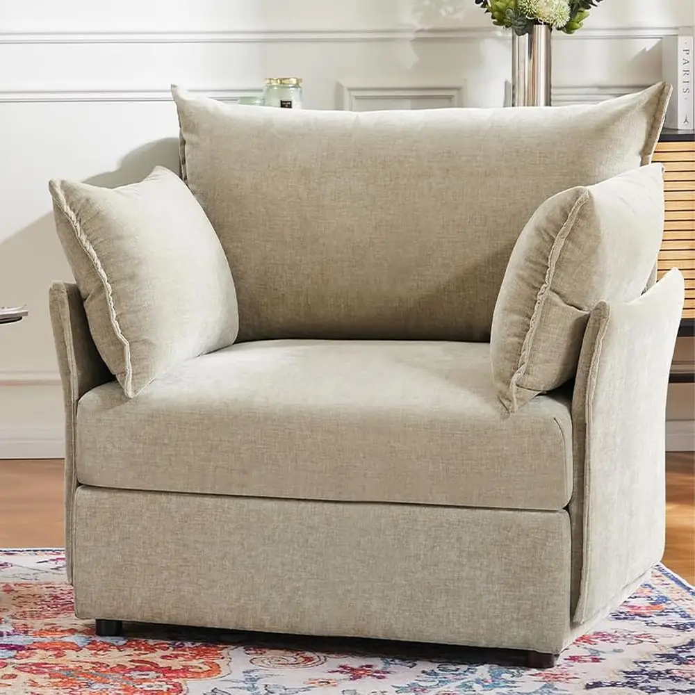 Oversized Beige Chenille Accent Chair - Removable Washable Cover, Comfortable Reading Chair for Living Room, Pet & Kid Friendly
Oversized Beige Chenille Accent Chair - Removable Washable Cover, Comfortable Reading Chair for Living Room, Pet & Kid Friendly