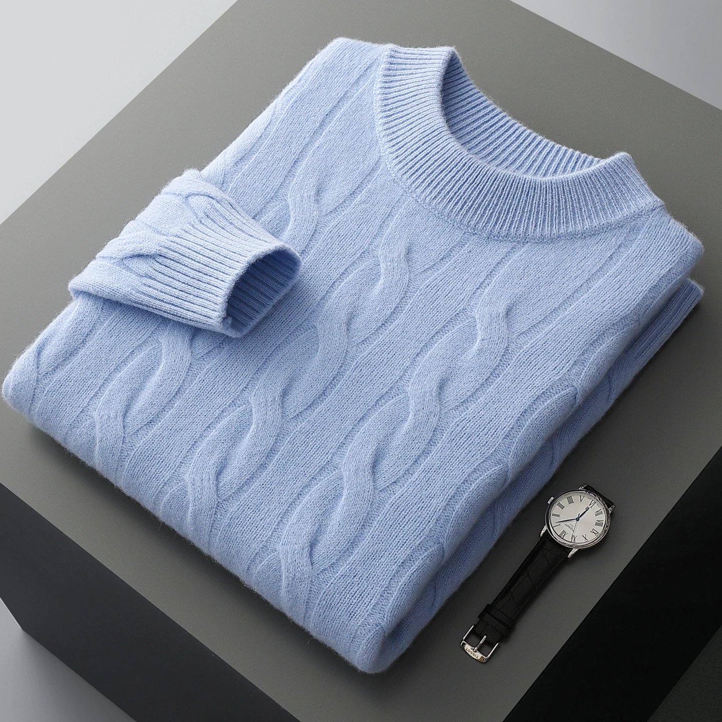 Зимний мужской вязаный утолщенный пуловер из 100% мериносовой шерсти, свитер с круглым вырезом, большой витой цветочный стиль, высококачественный деловой теплый топ
Зимний мужской вязаный утолщенный пуловер из 100% мериносовой шерсти, свитер с круглым вырезом, большой витой цветочный стиль, высококачественный деловой теплый топ