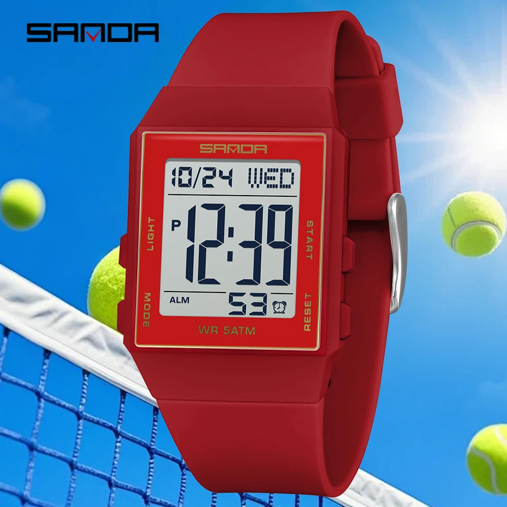 SANDA Women's Casual Digital Watches LED Lighting Stopwatch Alarm Clock Time Display 3ATM Waterproof Lady Elegant Watches 6363
SANDA Women's Casual Digital Watches LED Lighting Stopwatch Alarm Clock Time Display 3ATM Waterproof Lady Elegant Watches 6363