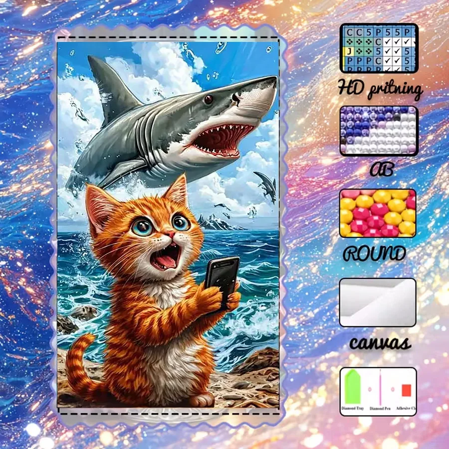 1 piece - 5D-DIY - Flocking cloth - Special drill - Diamond painting set - Cat, shark - Mosaic - Diamond art
1 piece - 5D-DIY - Flocking cloth - Special drill - Diamond painting set - Cat, shark - Mosaic - Diamond art
