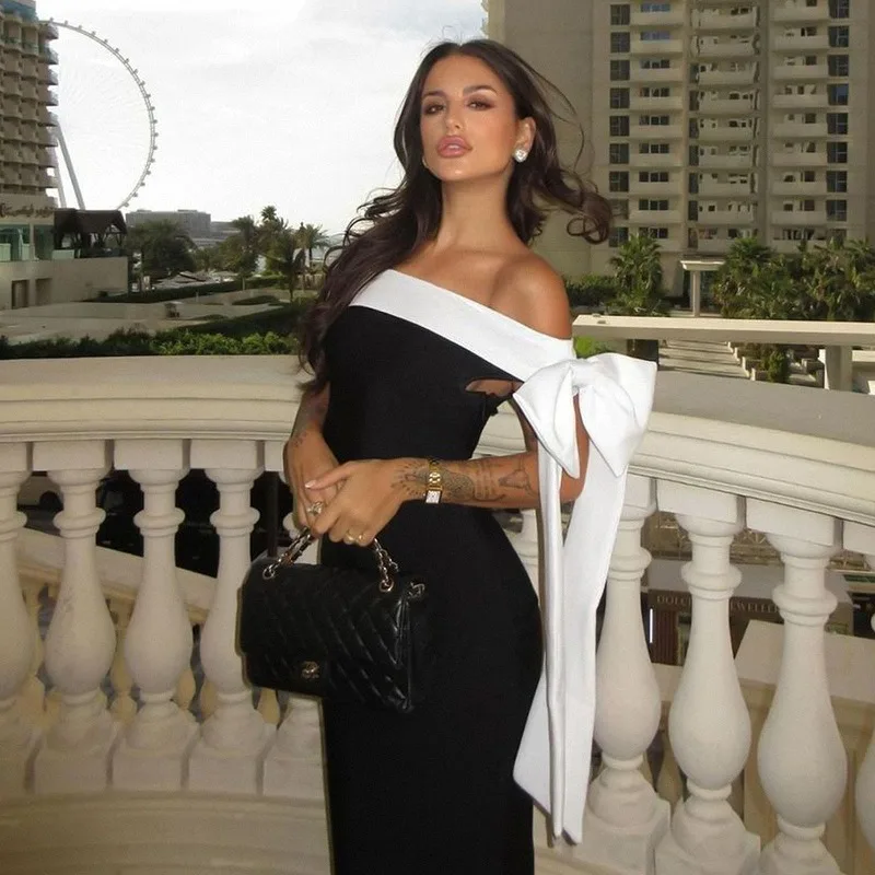 Women Shoulder Bandage Dress Banquet Evening Dress
Women Shoulder Bandage Dress Banquet Evening Dress