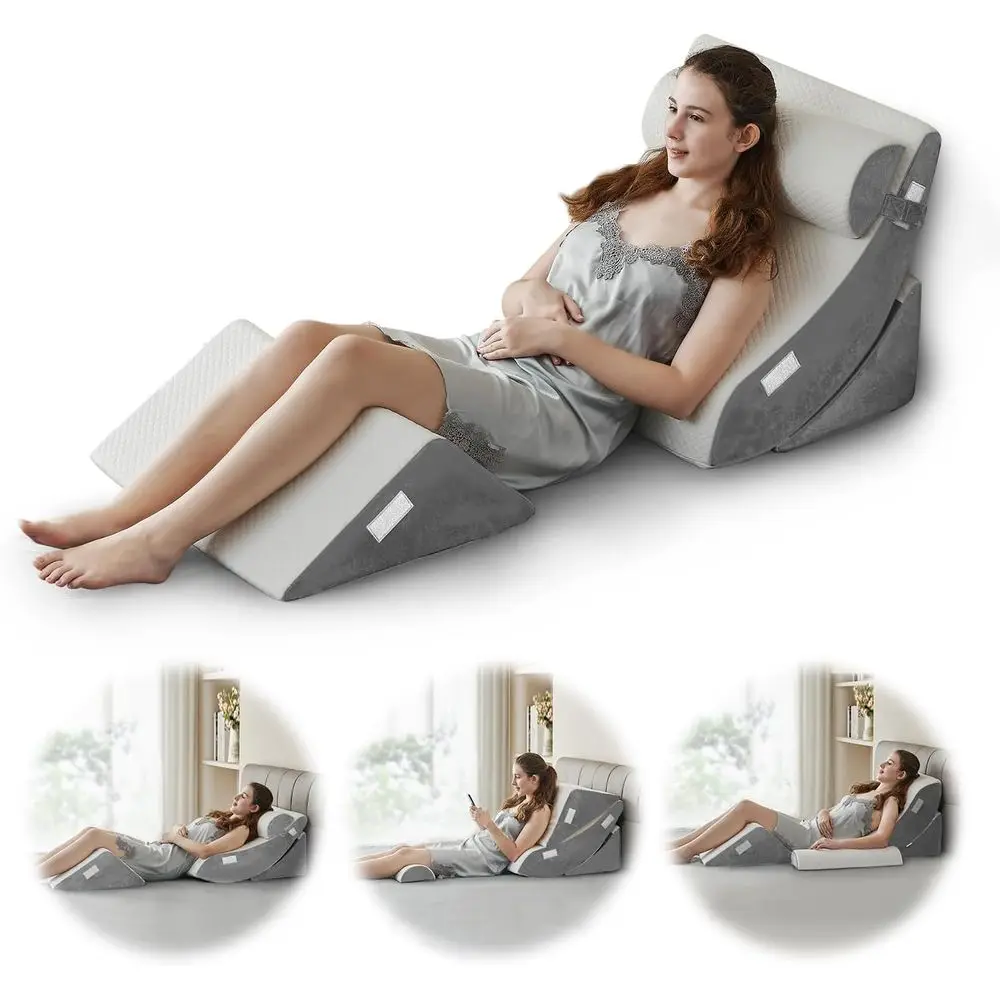 Orthopedic 4-Piece Bed Wedge Pillow Set for Post-Surgery Back Support, Memory Foam, Ideal for Acid Reflux, Reading, and Snoring
Orthopedic 4-Piece Bed Wedge Pillow Set for Post-Surgery Back Support, Memory Foam, Ideal for Acid Reflux, Reading, and Snoring