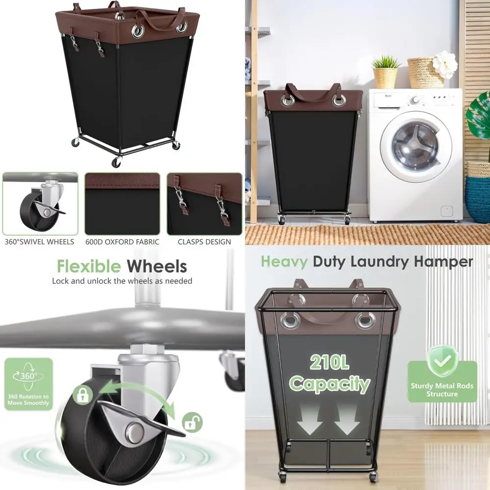 Rolling 210L Large Capacity Laundry Hamper with Wheels for Easy Transport and Storage, Ideal for Dorms and Bathrooms
Rolling 210L Large Capacity Laundry Hamper with Wheels for Easy Transport and Storage, Ideal for Dorms and Bathrooms
