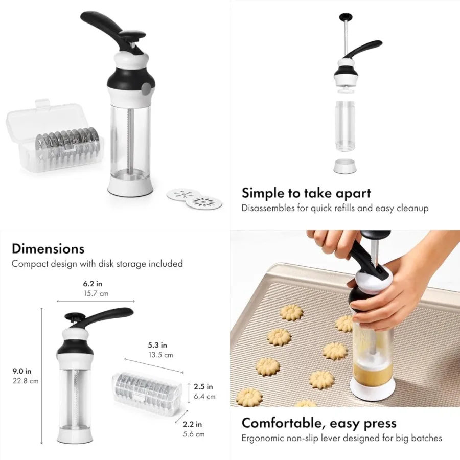 Good Grips 14-Piece Cookie Press Set, Cookie Press with 12 Stainless Steel Disks and Storage Case, Holiday Baking and Everyday
Good Grips 14-Piece Cookie Press Set, Cookie Press with 12 Stainless Steel Disks and Storage Case, Holiday Baking and Everyday