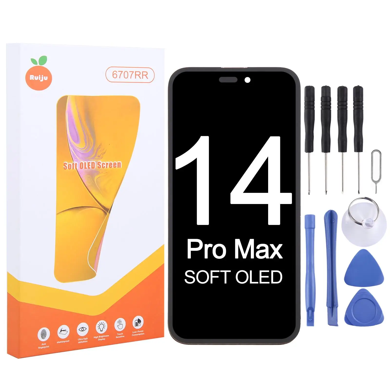 Ruiju Soft OLED Screen Replacement For iPhone 14 pro Max, Mobile Phone Display Repair Part
Ruiju Soft OLED Screen Replacement For iPhone 14 pro Max, Mobile Phone Display Repair Part