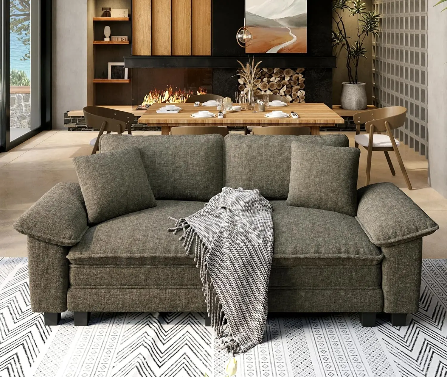 Modular Loveseat Cloud Sofa, 87.5'' Oversized Chenille Sectional Couch with Wider Armrest and Pillow, Living Room Sofas
Modular Loveseat Cloud Sofa, 87.5'' Oversized Chenille Sectional Couch with Wider Armrest and Pillow, Living Room Sofas