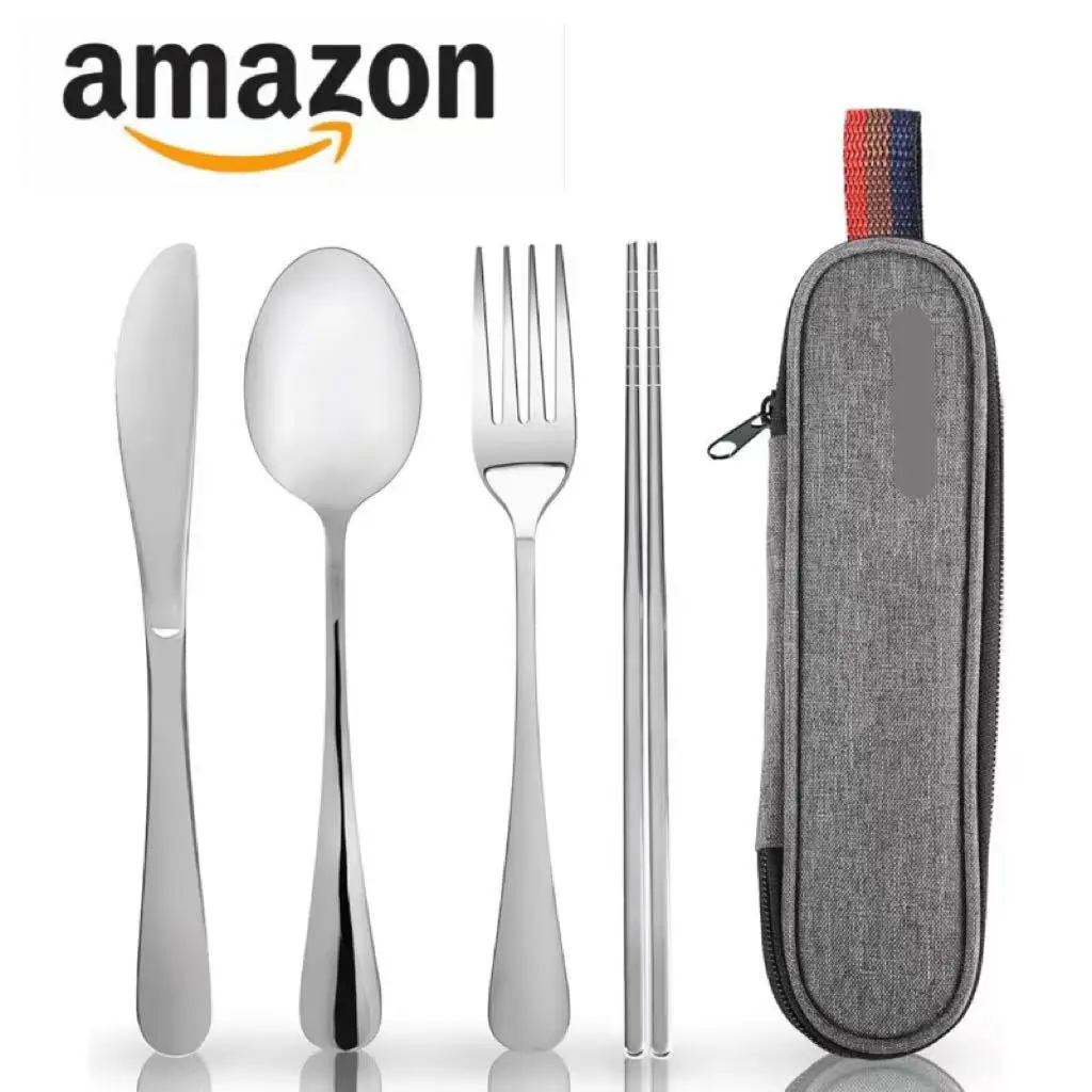 LMM stainless steel portable tableware 4-piece set of knives, forks, spoons, chopsticks, travel tableware
LMM stainless steel portable tableware 4-piece set of knives, forks, spoons, chopsticks, travel tableware