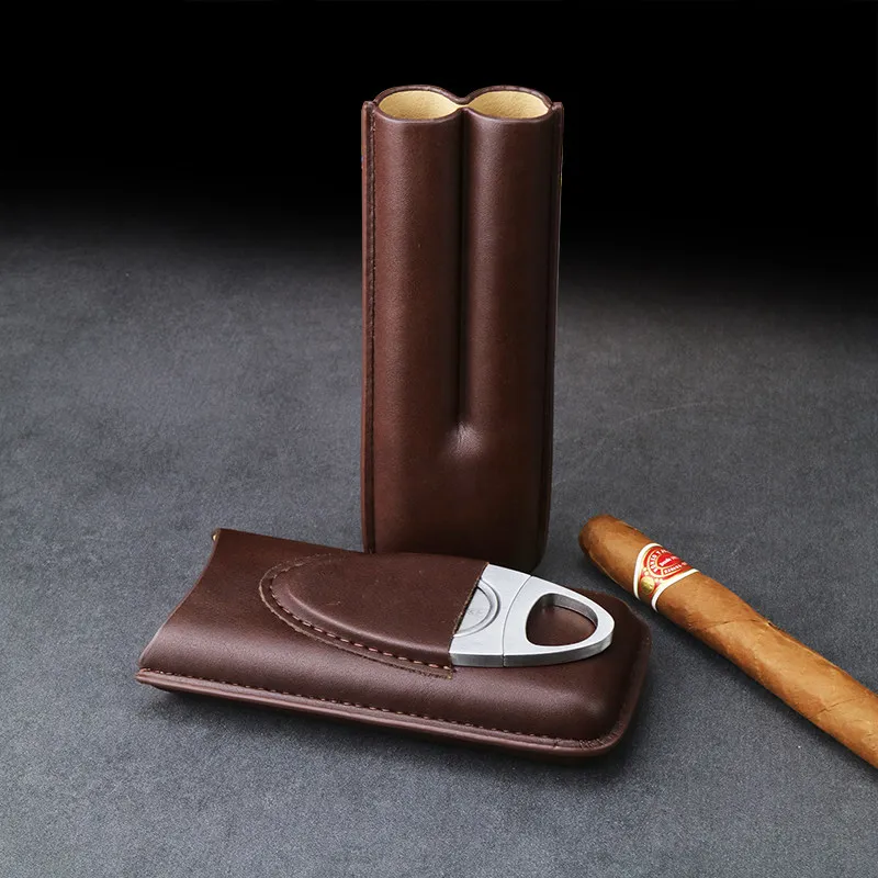 Leather Cigar Travel Case humidor box Smoking Accessories Carrying 2 Tubes cigars Bag portable steel cutter pouch Tube
Leather Cigar Travel Case humidor box Smoking Accessories Carrying 2 Tubes cigars Bag portable steel cutter pouch Tube