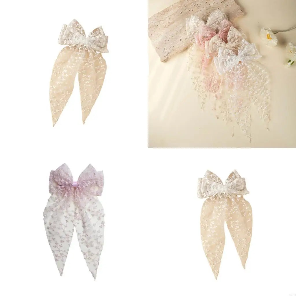 Elegant Lace Bows Hair Clip with Long Ribbon for Baby Girls Special Occasion
Elegant Lace Bows Hair Clip with Long Ribbon for Baby Girls Special Occasion