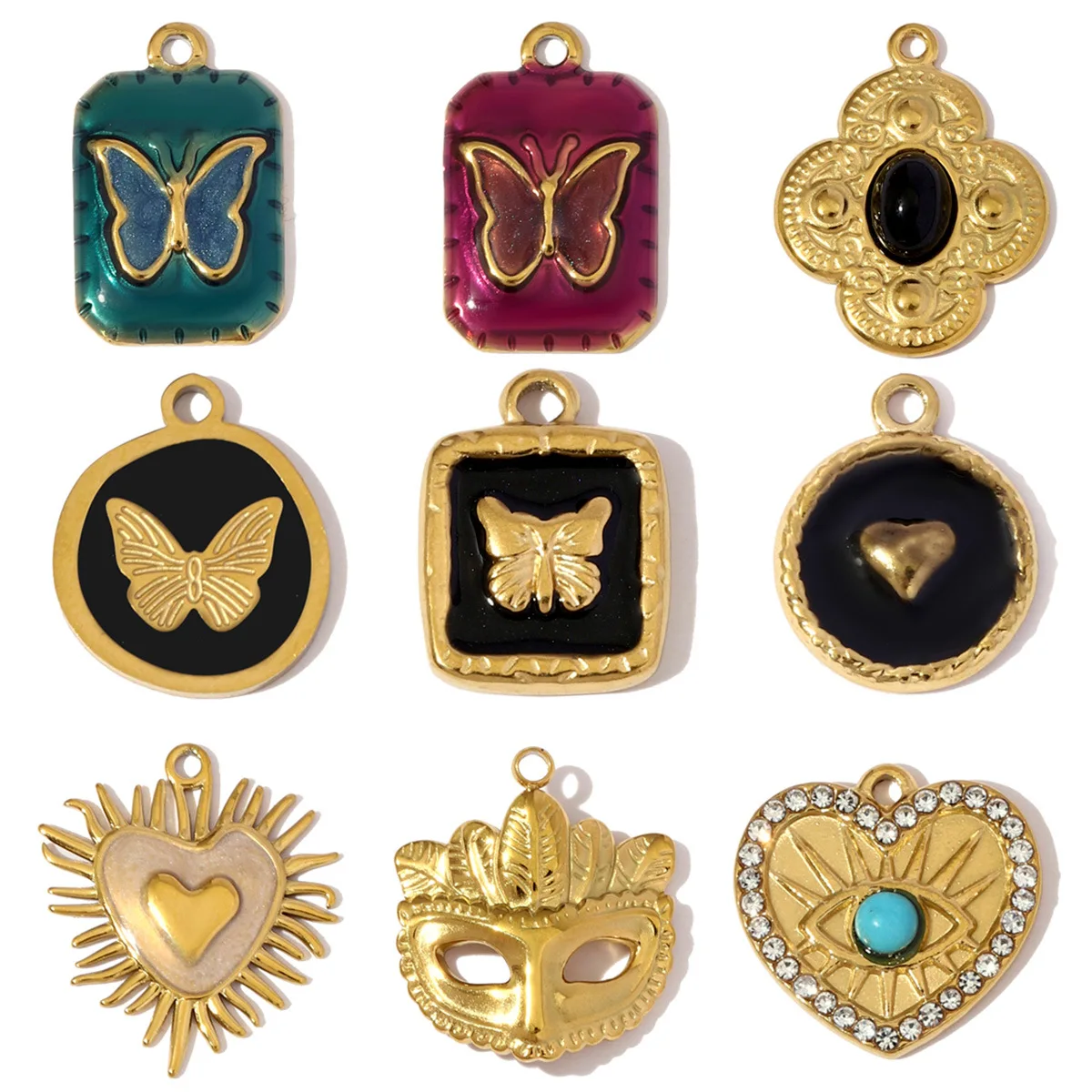3pcs/Lot Stainless Steel Butterfly Mask Heart Charms for DIY Plam Neaclace Pendant Jewelry Accessory
3pcs/Lot Stainless Steel Butterfly Mask Heart Charms for DIY Plam Neaclace Pendant Jewelry Accessory