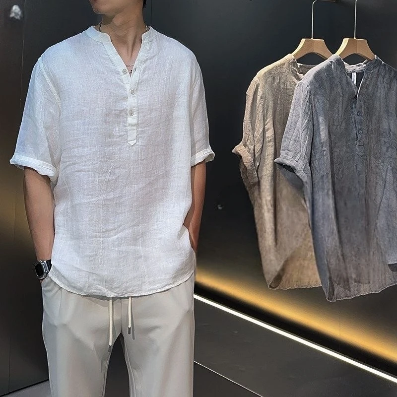 High-End V-Neck Pure Linen Short Sleeve Shirt Men's Summer Loose Five-Sleeve New Chinese Style Cotton Linen Shirt Breathable ...
High-End V-Neck Pure Linen Short Sleeve Shirt Men's Summer Loose Five-Sleeve New Chinese Style Cotton Linen Shirt Breathable ...