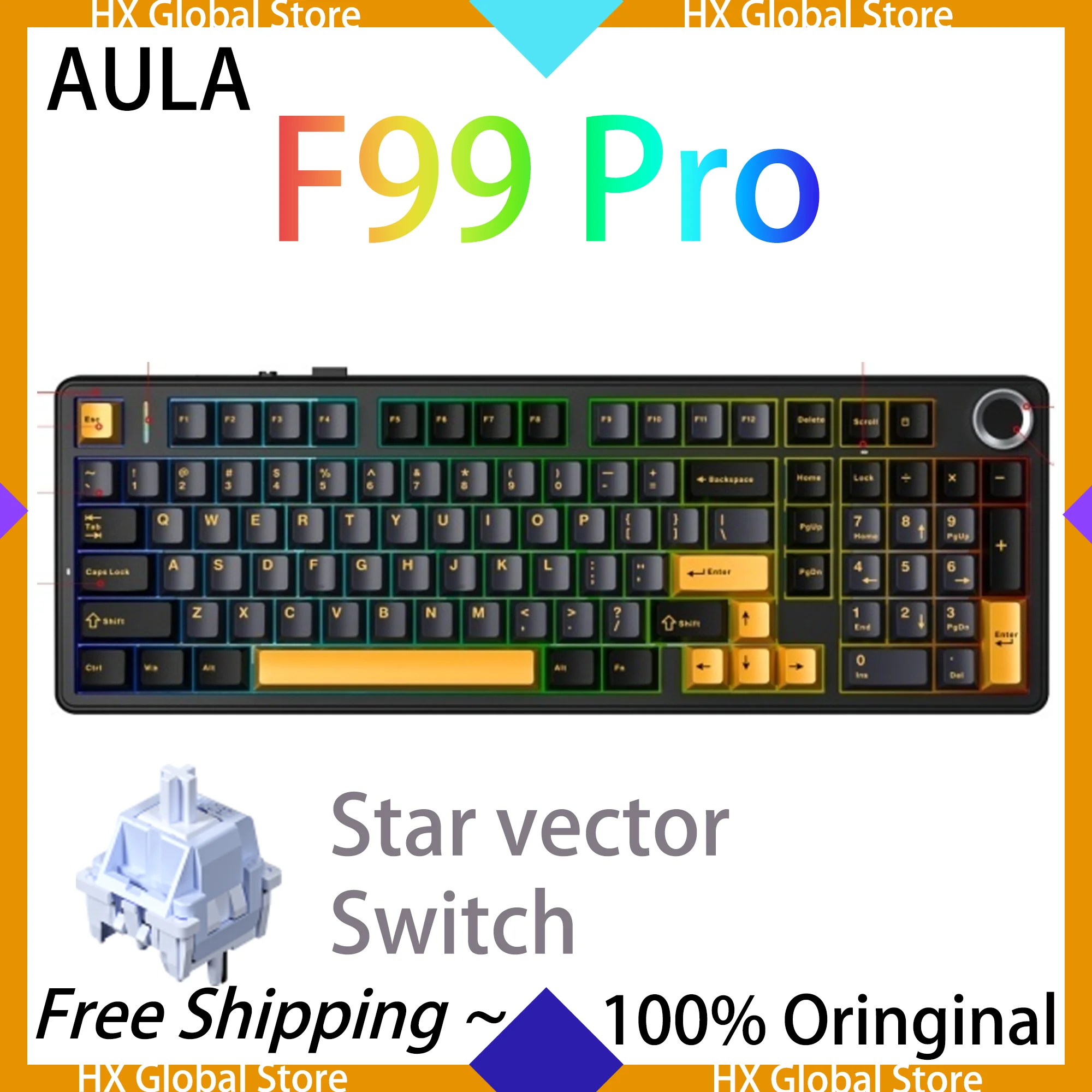 AULA F99PRO Mechanical Keyboard Seiya Switch Esports Gaming Three Mode Wireless Keyboard Media Knob RGB Hot Swappable Custom
AULA F99PRO Mechanical Keyboard Seiya Switch Esports Gaming Three Mode Wireless Keyboard Media Knob RGB Hot Swappable Custom