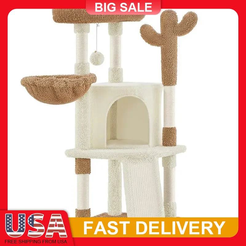 42in Cactus Cat Tree with Condo Basket Scratching Posts Perch Hanging Toy for Large Cats Multi-Level Playhouse Climbing Tower
42in Cactus Cat Tree with Condo Basket Scratching Posts Perch Hanging Toy for Large Cats Multi-Level Playhouse Climbing Tower