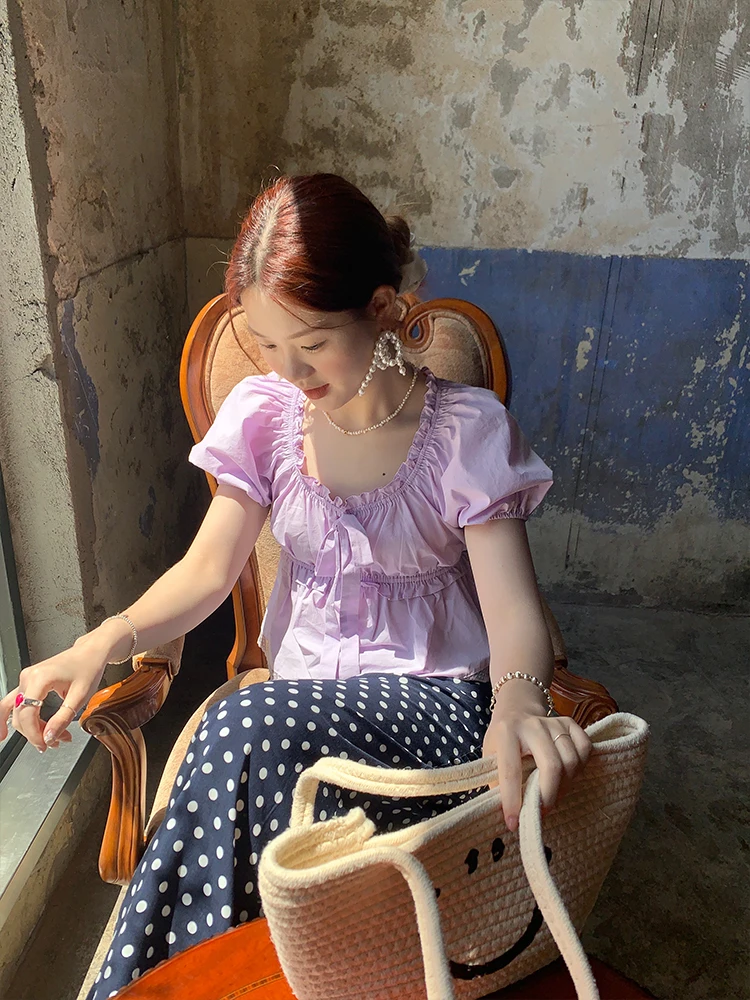 Korean Style Short Sleeve Women's Shirt Wooden Casual Loose Fit Breathable Cotton Bubble Sleeve Summer Fashion Top
Korean Style Short Sleeve Women's Shirt Wooden Casual Loose Fit Breathable Cotton Bubble Sleeve Summer Fashion Top