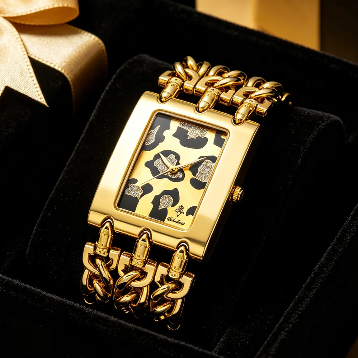 YaLaLuSi Square Leopard Print Crystal Inlaid Dial Women Watch Double Row Chunky Cuban Link Gold Bracelet Trend Luxury Waterproof Ladies Quartz Dress Wristwatch For Party Daily Street Style
YaLaLuSi Square Leopard Print Crystal Inlaid Dial Women Watch Double Row Chunky Cuban Link Gold Bracelet Trend Luxury Waterproof Ladies Quartz Dress Wristwatch For Party Daily Street Style
