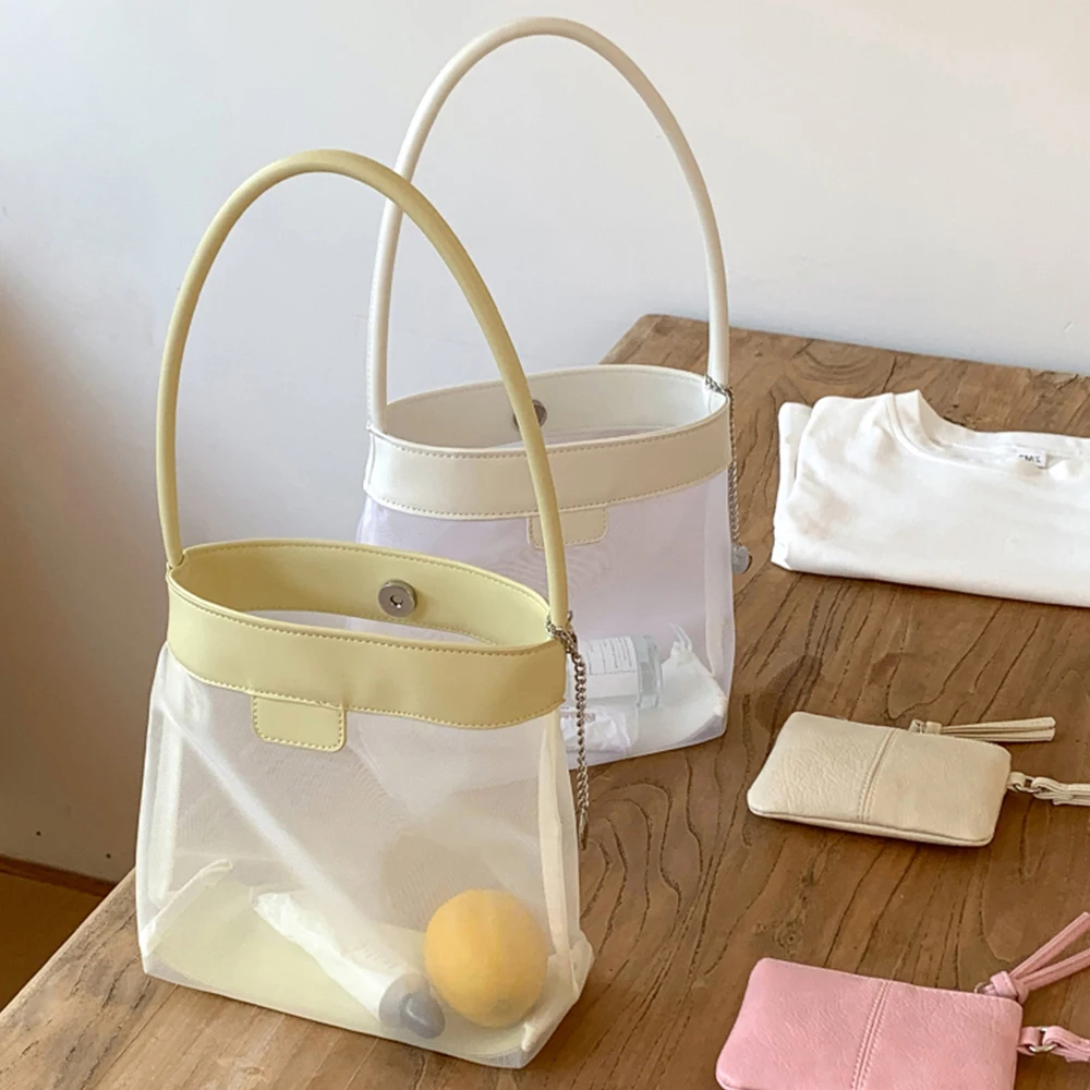 Transparent Mesh Tote Bags for Women Patcwork Pu Single Shoulder Pack Versatile Simple Commute Underarm Bags Female Handbags
Transparent Mesh Tote Bags for Women Patcwork Pu Single Shoulder Pack Versatile Simple Commute Underarm Bags Female Handbags