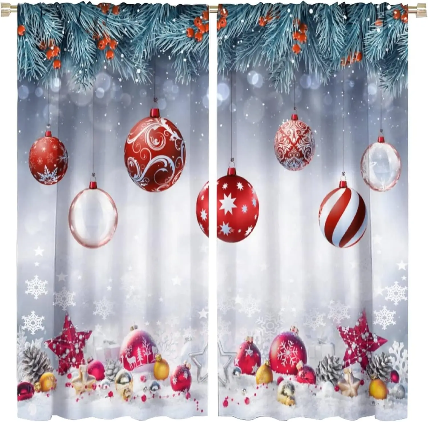 Christmas Curtains with Snowman, Xmas Tree, Santa Sleigh, Moon and Gift Boxes Print, Festive Drapes for Living Room and Bedroom
Christmas Curtains with Snowman, Xmas Tree, Santa Sleigh, Moon and Gift Boxes Print, Festive Drapes for Living Room and Bedroom