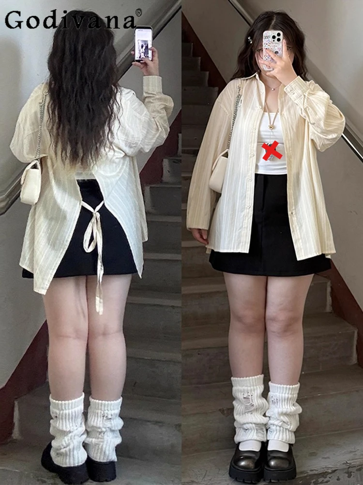 Large Size Girl Summer New Sweet Rear Split Lace-up Long Sleeve Sunscreen Shirt Loose Korean Light Yellow loose Versatile Top
Large Size Girl Summer New Sweet Rear Split Lace-up Long Sleeve Sunscreen Shirt Loose Korean Light Yellow loose Versatile Top