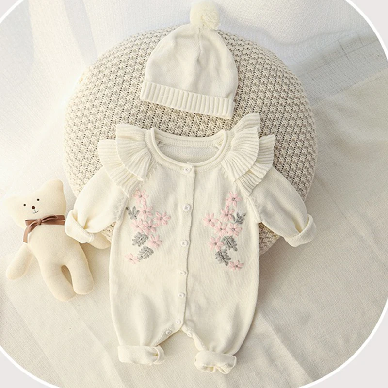 0-24M Baby Girl Rompers Knitted Kids New Spring Autumn Girl Embroidery Flower Rompers + Hat Baby Girl Newborn Rompers Clothes
0-24M Baby Girl Rompers Knitted Kids New Spring Autumn Girl Embroidery Flower Rompers + Hat Baby Girl Newborn Rompers Clothes