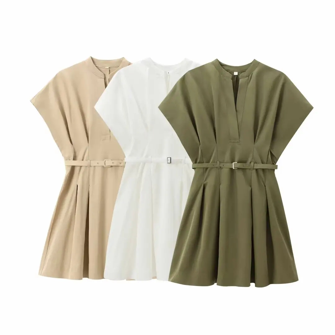 Women's 2024 New Chic Fashion With Belt Casual Versatile Pleated Mini Dress Retro Short sleeved Women's Dress Mujer Z0204
Women's 2024 New Chic Fashion With Belt Casual Versatile Pleated Mini Dress Retro Short sleeved Women's Dress Mujer Z0204