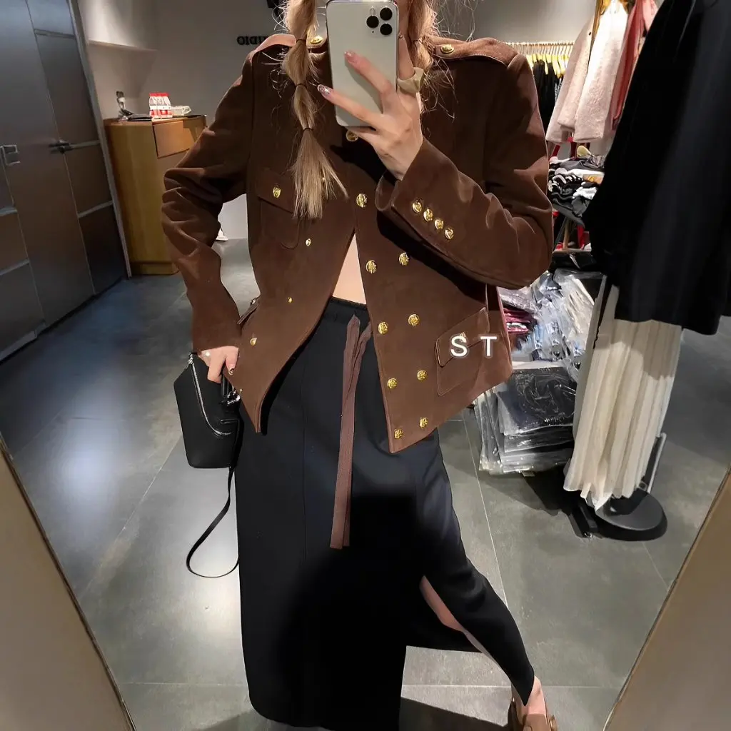 Brown Short Jacket for Women Spring Collection American Retro Style High-End Feminine Design
Brown Short Jacket for Women Spring Collection American Retro Style High-End Feminine Design