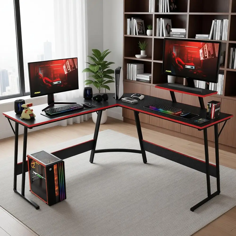 Черный угловой стол для игр и учебы с просторной рабочей поверхностью для дома и офиса
Черный угловой стол для игр и учебы с просторной рабочей поверхностью для дома и офиса