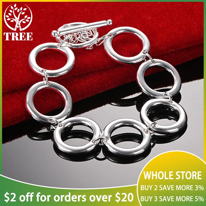 ALITREE 925 Sterling Silver Circle Link Chain Lady Bracelets For Woman Party Wedding Pretty Fashion Pretty Jewelry Birthday Gift
ALITREE 925 Sterling Silver Circle Link Chain Lady Bracelets For Woman Party Wedding Pretty Fashion Pretty Jewelry Birthday Gift