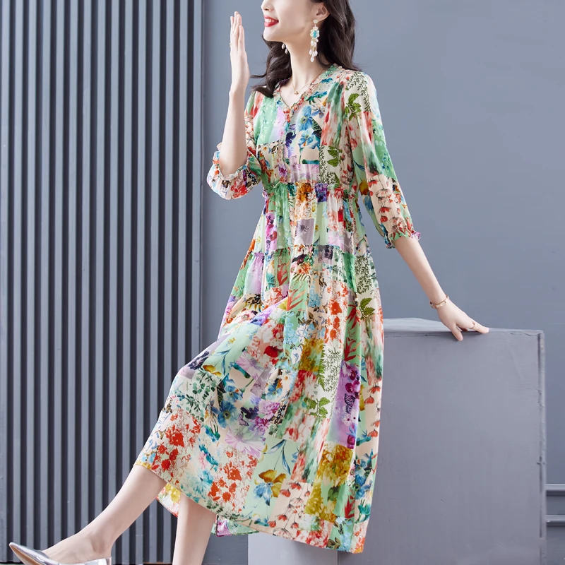 Flower Dress Women Elegant Temperament Retro Printing Lace Up Summer Super Fairy Beach Dress Travel Large Size Clothes
Flower Dress Women Elegant Temperament Retro Printing Lace Up Summer Super Fairy Beach Dress Travel Large Size Clothes