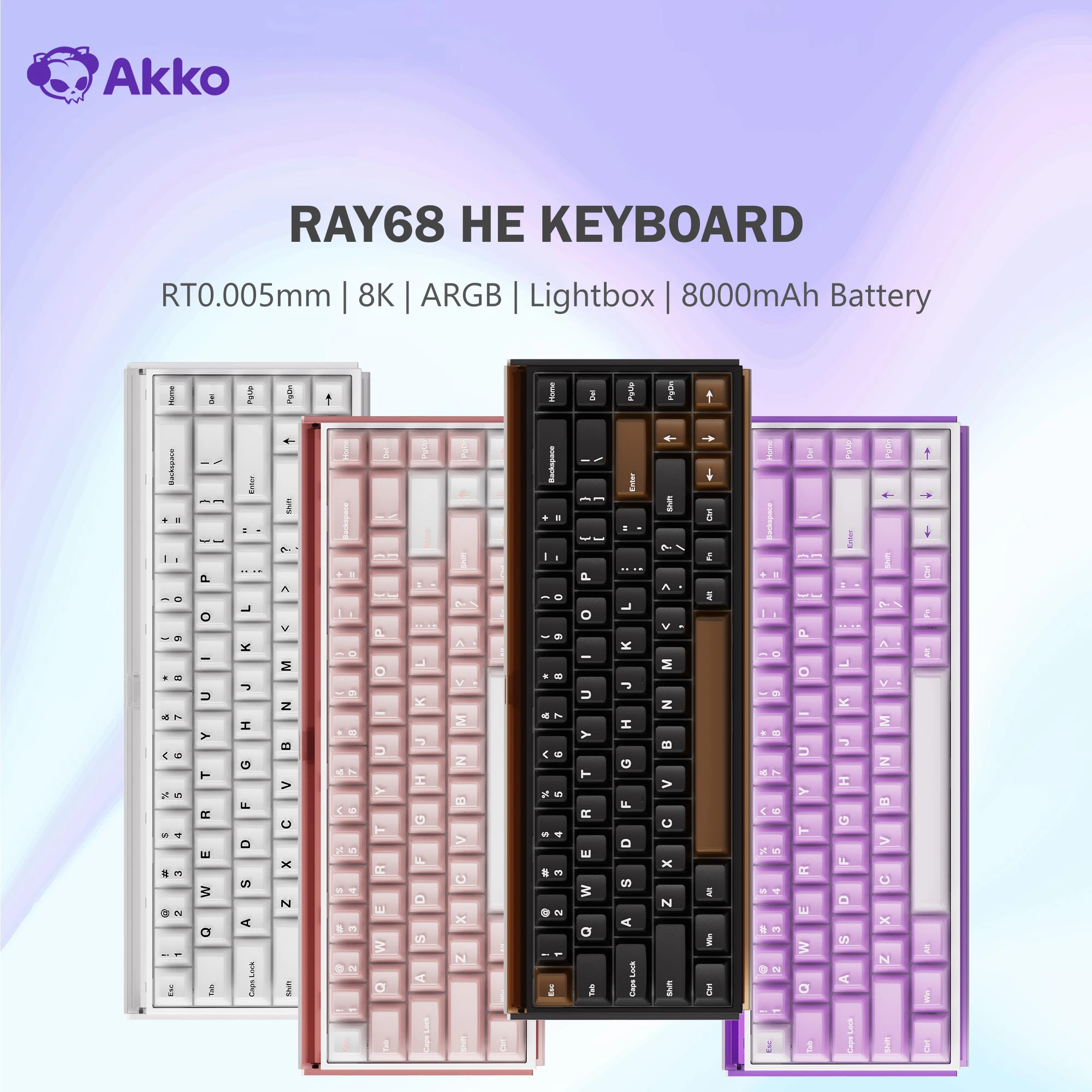 Механическая клавиатура Akko RAY68 HE, 65% магнитный переключатель, быстрый триггер, 0,005 мм, 8K RGB, лайтбокс, пользовательская игровая клавиатура для киберспорта
Механическая клавиатура Akko RAY68 HE, 65% магнитный переключатель, быстрый триггер, 0,005 мм, 8K RGB, лайтбокс, пользовательская игровая клавиатура для киберспорта