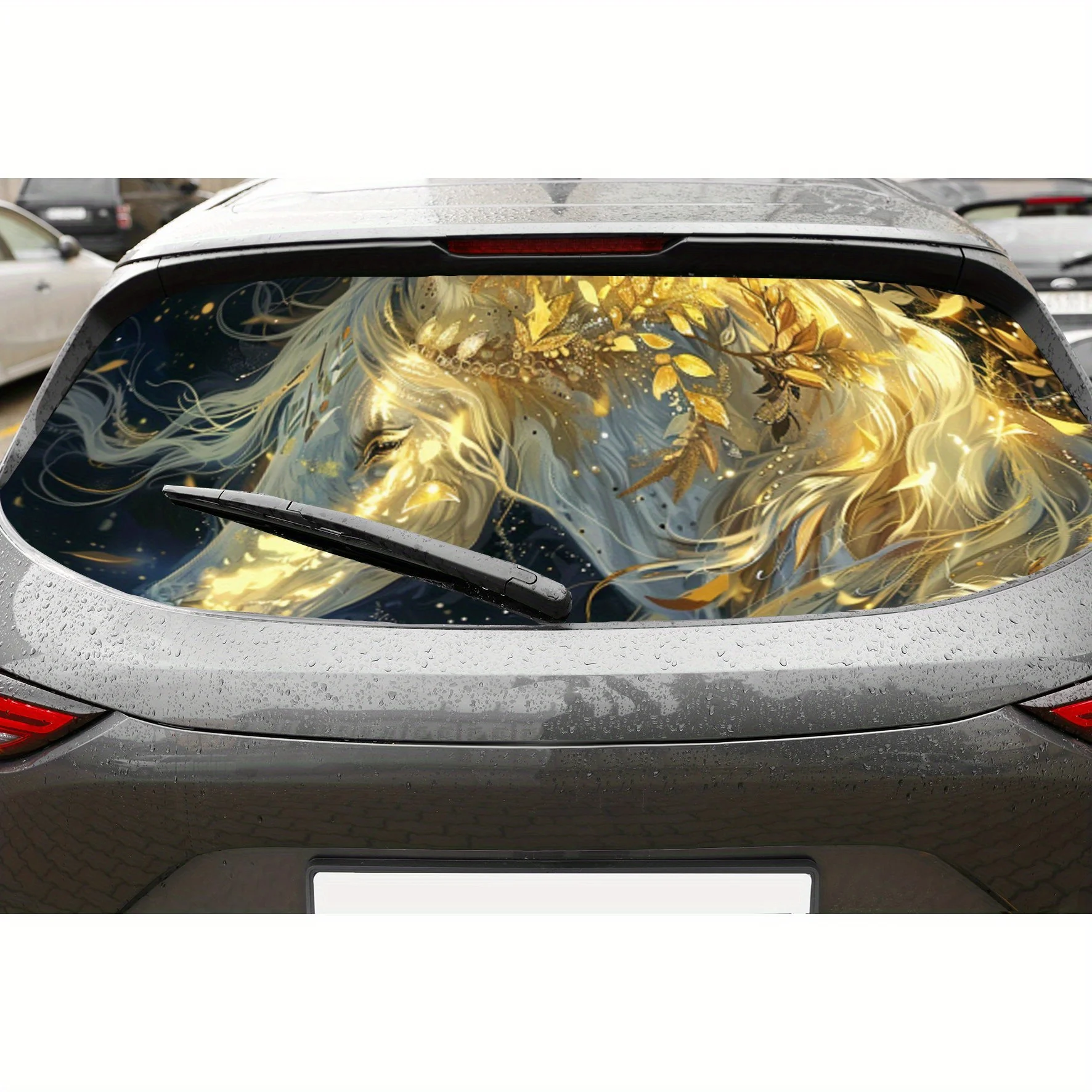 Golden Dream Horse PVC Perforated Car Vinyl Wraps, Privacy Enhancing Design for Rear Window, Car Rear Windshield Sticker for Mos
Golden Dream Horse PVC Perforated Car Vinyl Wraps, Privacy Enhancing Design for Rear Window, Car Rear Windshield Sticker for Mos