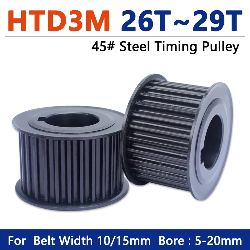 1pcs Belt Width 10/15mm HTD3M Steel Synchronous Wheel 26 27 28 29 Teeth Timing Pulley Bore 5 6 6.35 8 10-15mm
1pcs Belt Width 10/15mm HTD3M Steel Synchronous Wheel 26 27 28 29 Teeth Timing Pulley Bore 5 6 6.35 8 10-15mm