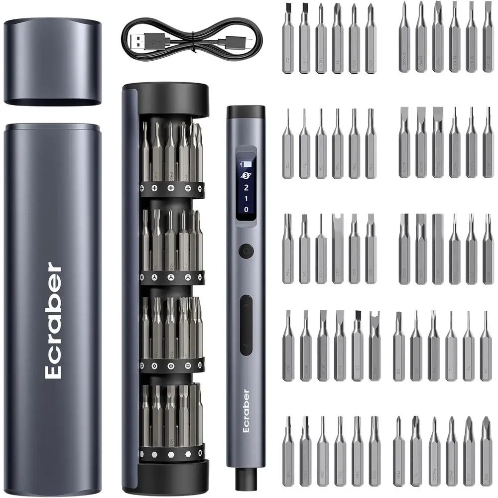 Ultra Mini 62-in-1 Electric Screwdriver Kit with 4 LED Lights, 60pcs Magnetic Bits, Ideal for Repairs and Electronics Assembly
Ultra Mini 62-in-1 Electric Screwdriver Kit with 4 LED Lights, 60pcs Magnetic Bits, Ideal for Repairs and Electronics Assembly