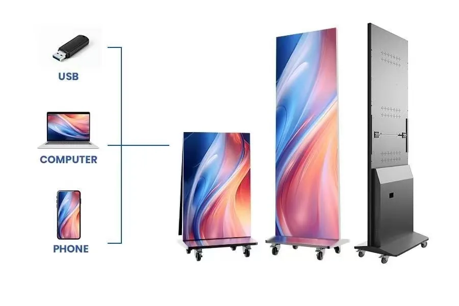 Indoor LED Poster Display Screen P2/P2.5/P3 Digital Signage 640x1920mm Mobile Advertising Billboard with WiFi USB Smart Control
Indoor LED Poster Display Screen P2/P2.5/P3 Digital Signage 640x1920mm Mobile Advertising Billboard with WiFi USB Smart Control