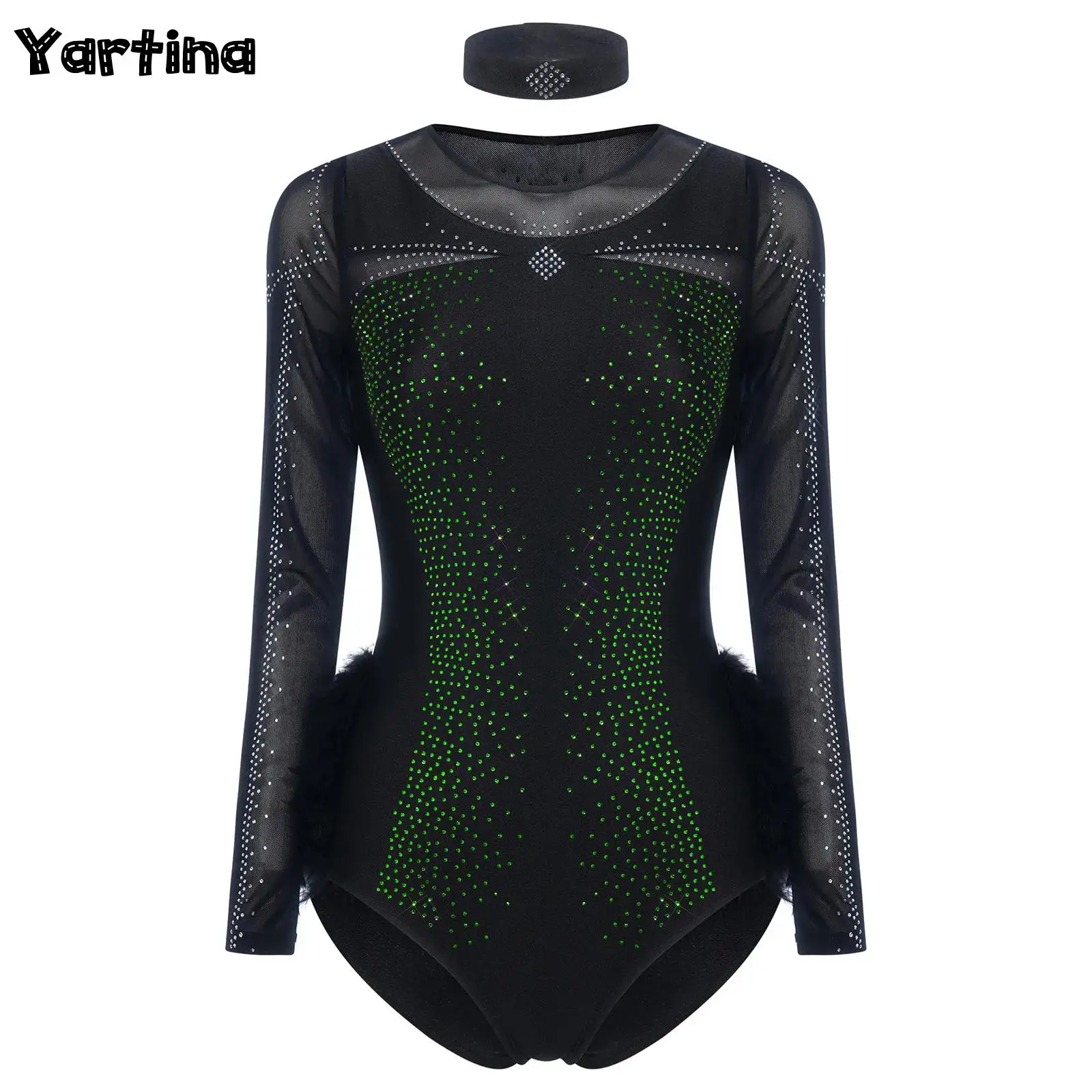 Womens Glittery Rhinestone Ballet Latin Dance Performance Costume Gymnastics Buttoned Crotch Leotard Bodysuit with Collar
Womens Glittery Rhinestone Ballet Latin Dance Performance Costume Gymnastics Buttoned Crotch Leotard Bodysuit with Collar