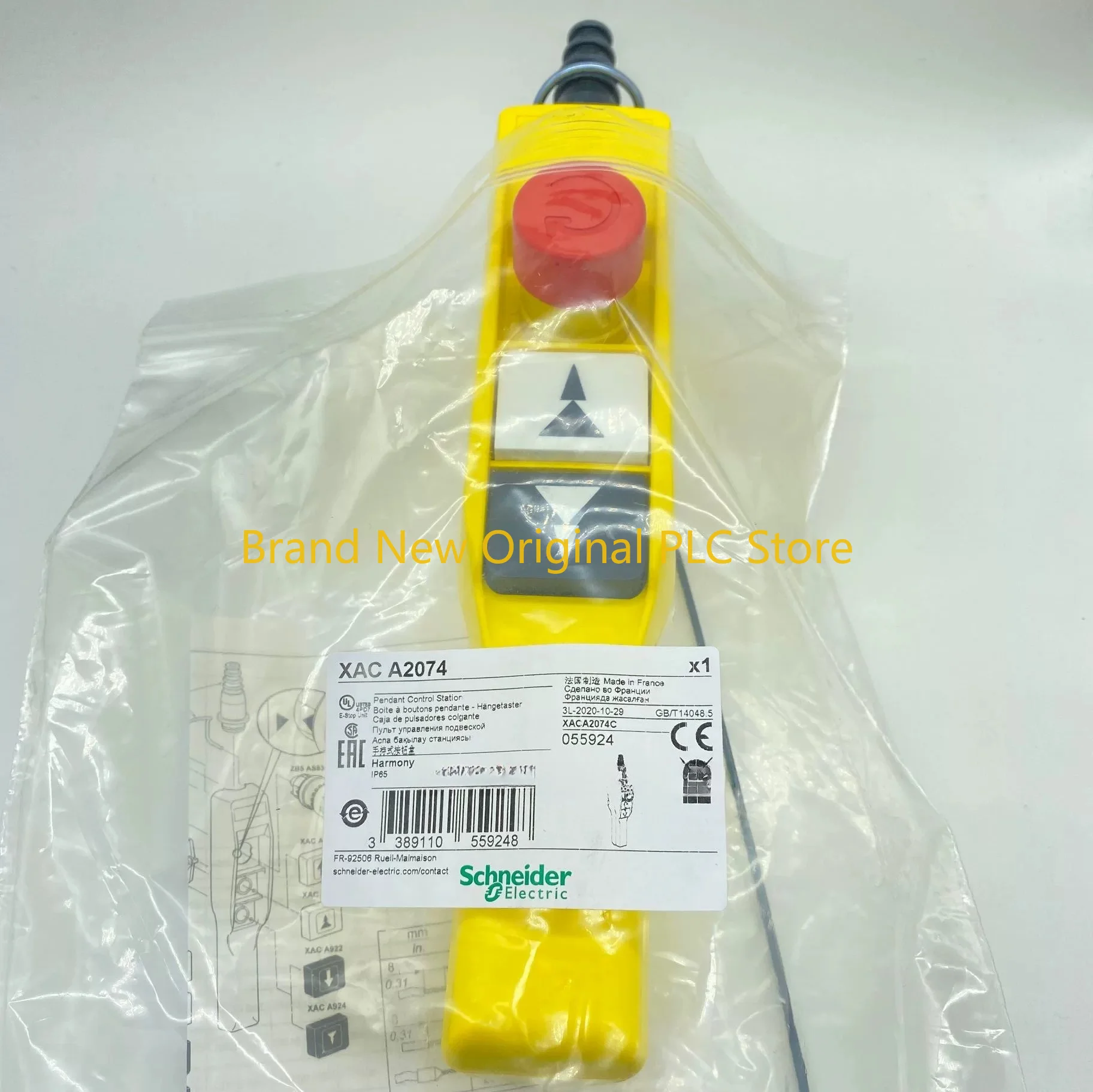 XACA2073,205.201.2074 Control switch handle 2 buttons 1 emergency stop original
XACA2073,205.201.2074 Control switch handle 2 buttons 1 emergency stop original