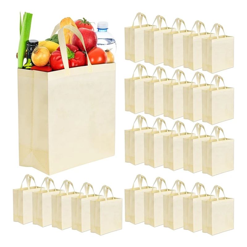 25 Pack Reusable Grocery Bags, Non Woven Foldable Shopping Bags With Handles Tote Bags Portable Shoulder Bags Easy To Use
25 Pack Reusable Grocery Bags, Non Woven Foldable Shopping Bags With Handles Tote Bags Portable Shoulder Bags Easy To Use