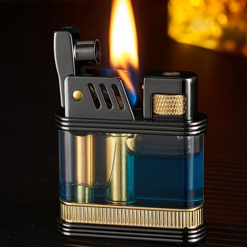 Retro Oil Lighter with Transparent Oil Warehouse Metal Original Cigarette Flint Grinding Wheel Windproof Lighters Smoking
Retro Oil Lighter with Transparent Oil Warehouse Metal Original Cigarette Flint Grinding Wheel Windproof Lighters Smoking