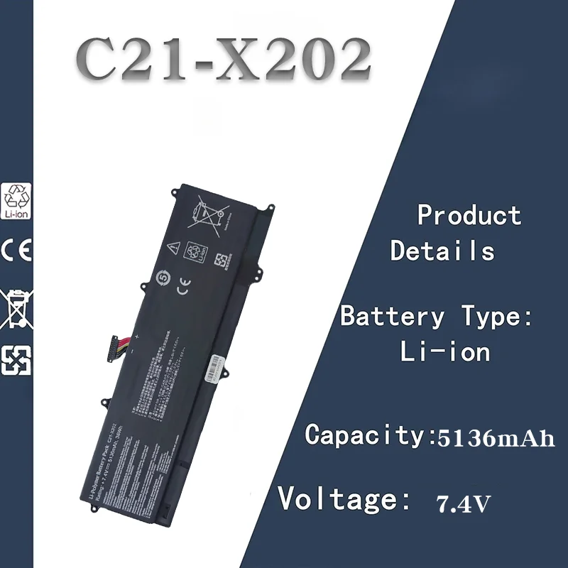 ASUS S200E, X202E Laptop Battery - Works with C21 - X202 | 7.4V 5136mAh High - Capacity Notebook Battery
ASUS S200E, X202E Laptop Battery - Works with C21 - X202 | 7.4V 5136mAh High - Capacity Notebook Battery