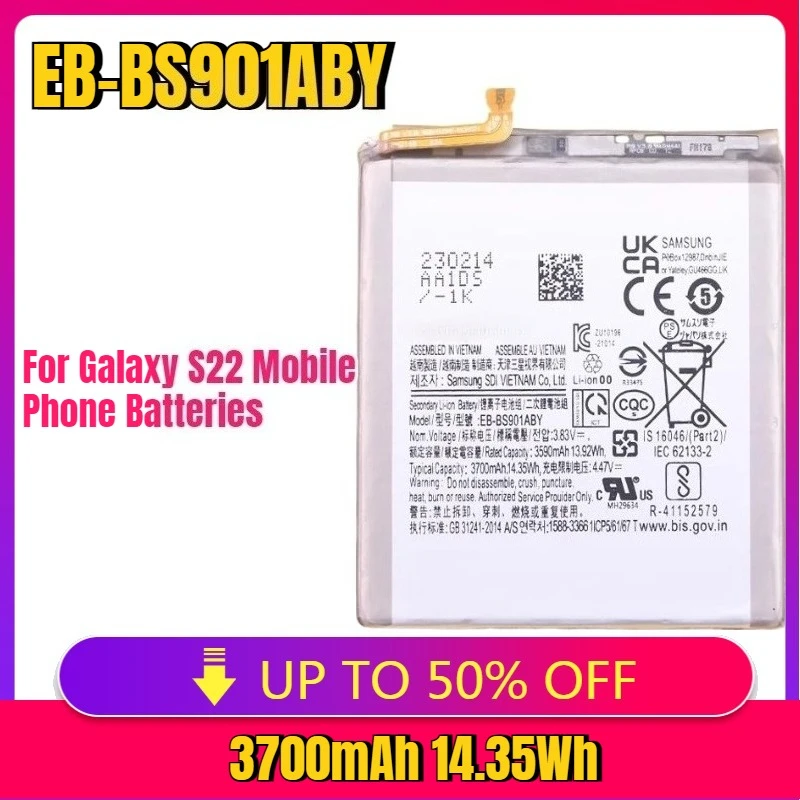 New EB-BS901ABY Battery For S9010 Galaxy S22 UlS22+S22 Ultratra Mobile Phone Batteries 3700mAh EB-BS901ABY Battery + Free Tools
New EB-BS901ABY Battery For S9010 Galaxy S22 UlS22+S22 Ultratra Mobile Phone Batteries 3700mAh EB-BS901ABY Battery + Free Tools