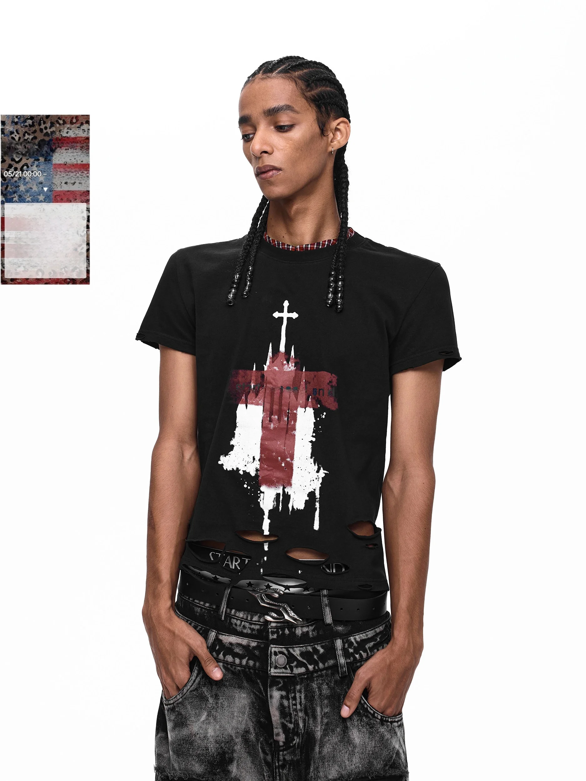See Light Cross Print T-Shirt Men's Slim Fit Short Sleeve Summer Trendy Fake Two-Piece Shoulder Patchwork Cotton Youth Fashion
See Light Cross Print T-Shirt Men's Slim Fit Short Sleeve Summer Trendy Fake Two-Piece Shoulder Patchwork Cotton Youth Fashion