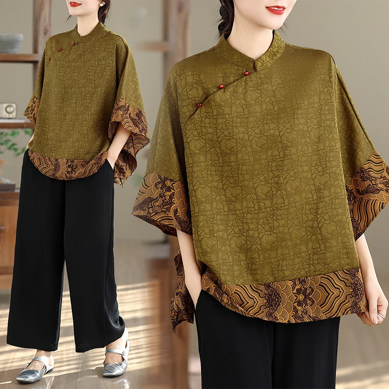 Chinese Style Women's Shirt Fashionable Summer New Cloud Pattern Traditional National Style Mom's Clothing Batwing Sleeve Pol...
Chinese Style Women's Shirt Fashionable Summer New Cloud Pattern Traditional National Style Mom's Clothing Batwing Sleeve Pol...