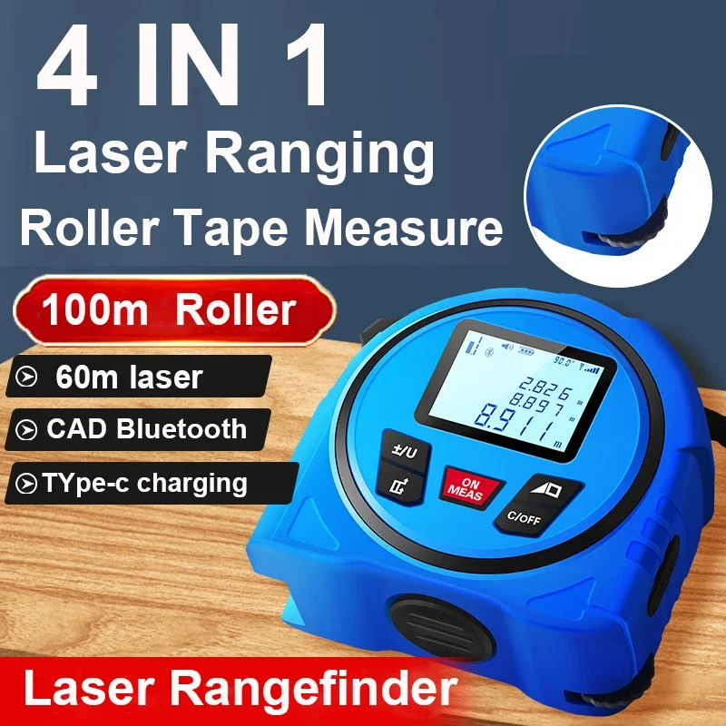 4 IN 1 Laser Roller Tape Measure Rangefinder Bluetooth 40M 60M USB Measure Rangefinder with 5m Tape LCD Display Measuring Tool
4 IN 1 Laser Roller Tape Measure Rangefinder Bluetooth 40M 60M USB Measure Rangefinder with 5m Tape LCD Display Measuring Tool