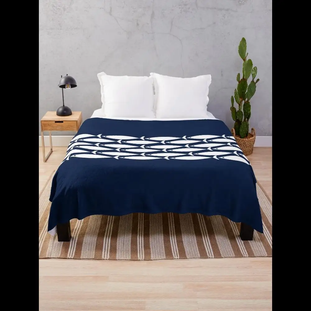Fish Stripe Minimalist Midcentury Modern Fish Design White and Navy Blue Throw Blanket for Cozy Comfort
Fish Stripe Minimalist Midcentury Modern Fish Design White and Navy Blue Throw Blanket for Cozy Comfort
