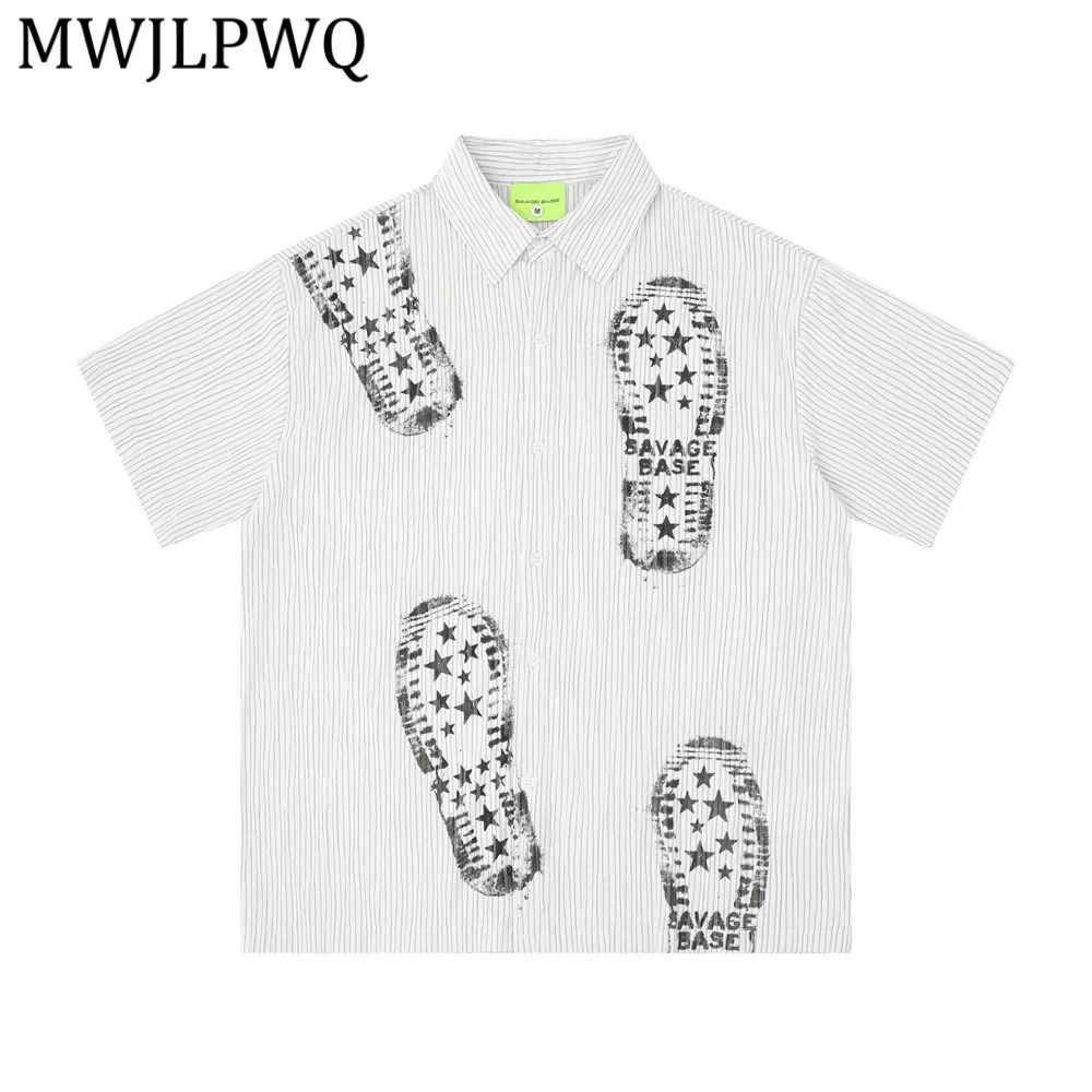 MWJLPWQ Unique Footprint Vertical Stripe Shirt Short Sleeve Men'S Hip Hop Trendy Design Loose Casual Lapel Tops For Summer 16418
MWJLPWQ Unique Footprint Vertical Stripe Shirt Short Sleeve Men'S Hip Hop Trendy Design Loose Casual Lapel Tops For Summer 16418