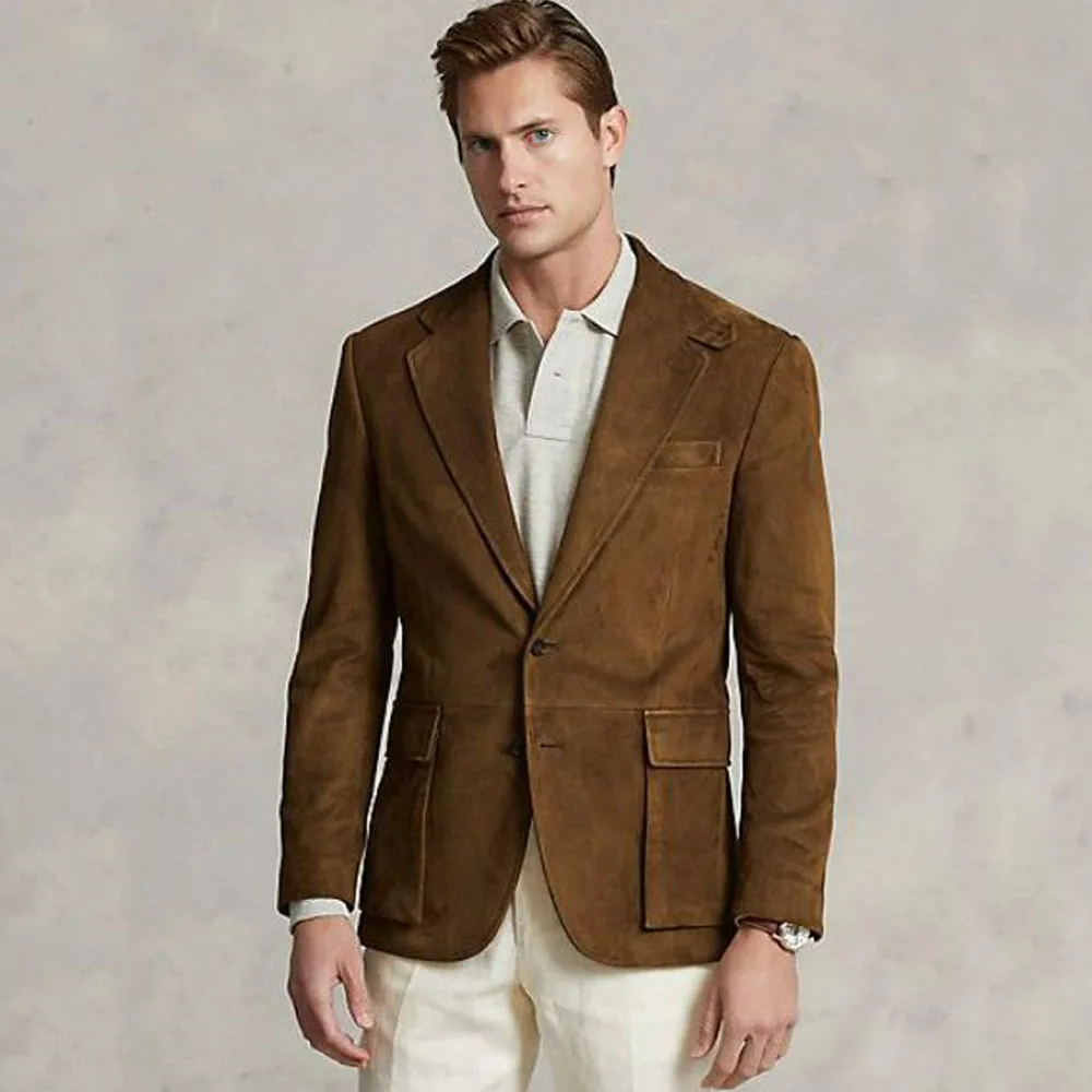 Men's Suede Tops Blazers for Men 2 Buttons 1 Piece Set Standard Collar Flap Pocket Costume Coat Luxury Brand Clothing Office
Men's Suede Tops Blazers for Men 2 Buttons 1 Piece Set Standard Collar Flap Pocket Costume Coat Luxury Brand Clothing Office