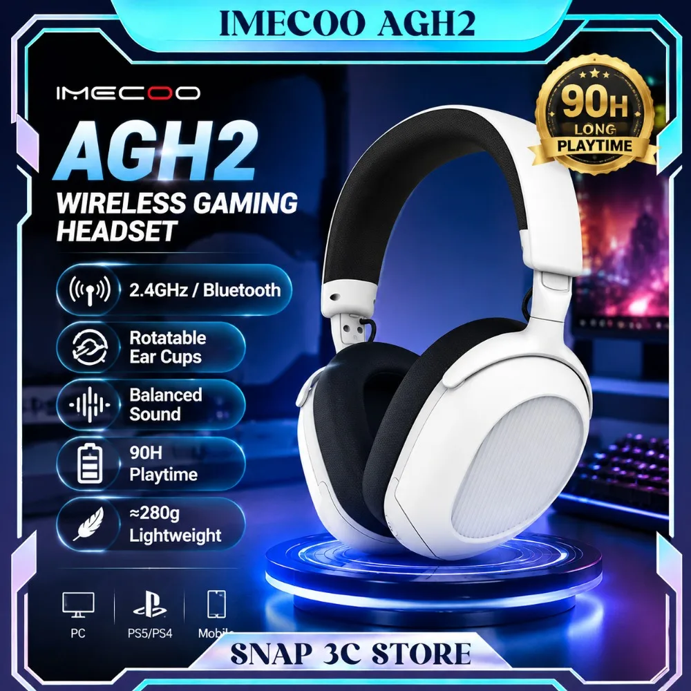 IMECOO AGH2 Wireless Gaming Headset 2.4GHz Bluetooth Dual Mode Over Ear Game Headphones with Mic for PS5 PS4 Switch PC Laptop
IMECOO AGH2 Wireless Gaming Headset 2.4GHz Bluetooth Dual Mode Over Ear Game Headphones with Mic for PS5 PS4 Switch PC Laptop