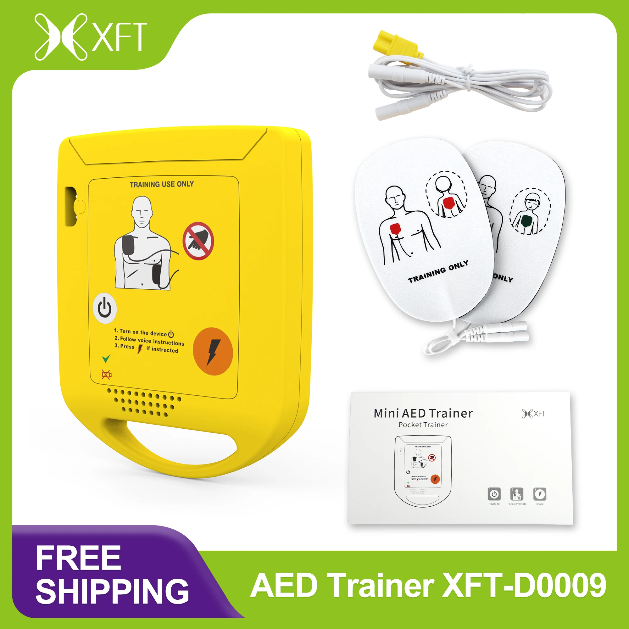 XFT Mini AED Trainer, AED Training Device with Voice Prompts, Practice AED Trainer for First Aid Training, XFT-D0009
XFT Mini AED Trainer, AED Training Device with Voice Prompts, Practice AED Trainer for First Aid Training, XFT-D0009