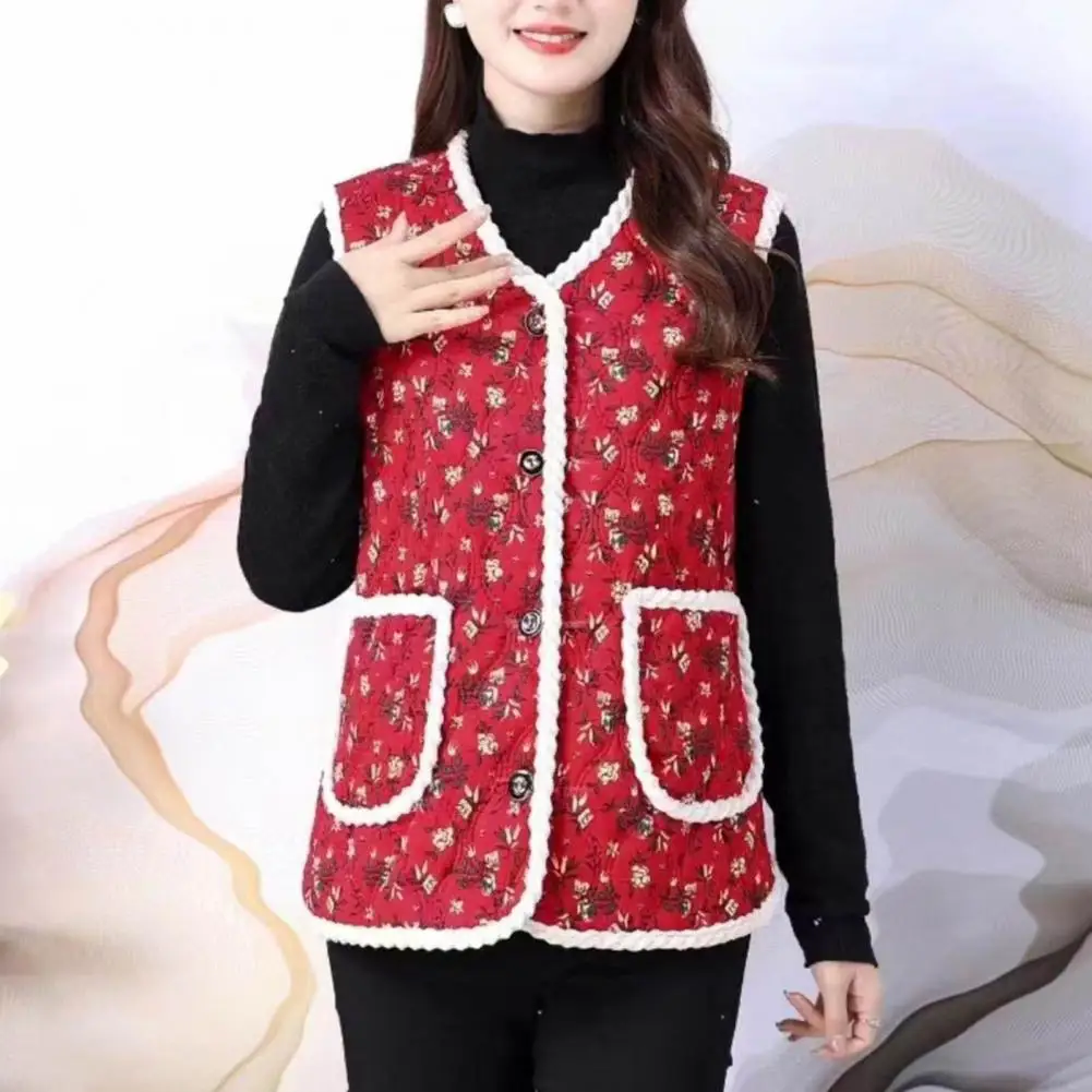 Women Winter Waistcoat Floral Print Padded Plush Vest Stylish Winter Cardigan with Windproof V Neck Pockets for Women
Women Winter Waistcoat Floral Print Padded Plush Vest Stylish Winter Cardigan with Windproof V Neck Pockets for Women