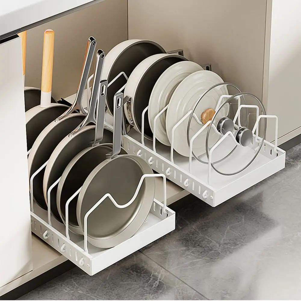 Adjustable Dividers Pull Out Pan Rack Multifunctional Anti-rust Pot Lid Holder Space Saving Heavy Duty Cookware Storage Rack
Adjustable Dividers Pull Out Pan Rack Multifunctional Anti-rust Pot Lid Holder Space Saving Heavy Duty Cookware Storage Rack