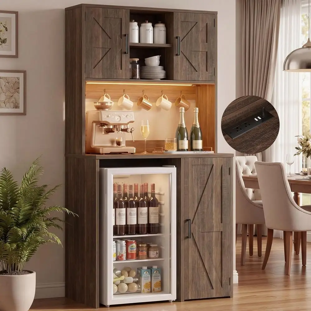 Mini Ridge Storage Cabinet with Coffee Bar, LED Light & Outlet, Wine Bar Stand with Microwave Shelf, Beverage Station for Kitche
Mini Ridge Storage Cabinet with Coffee Bar, LED Light & Outlet, Wine Bar Stand with Microwave Shelf, Beverage Station for Kitche